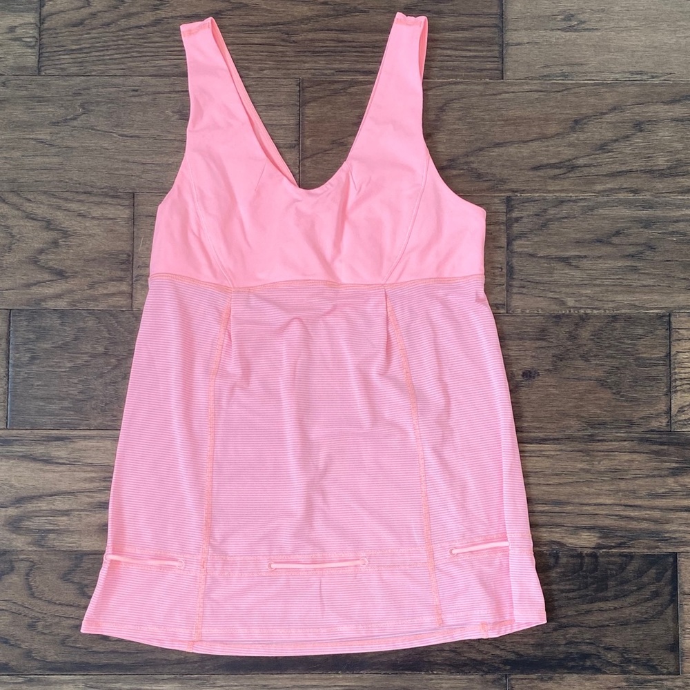 Size 8 Pink Stripe Lululemon Hustle & Bustle Tank